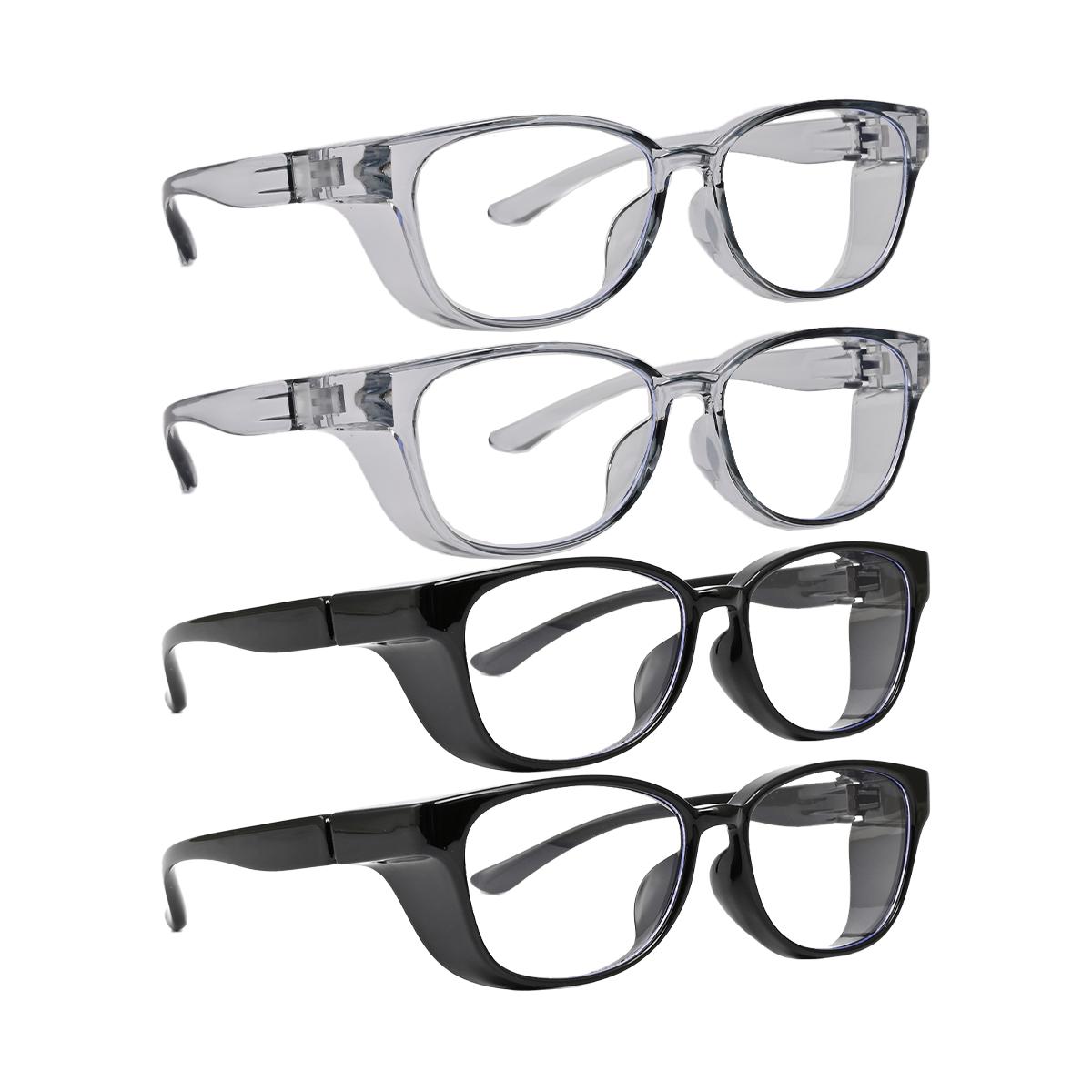 

4 шт. Защитные очки от пыльцы, квадратные очки против запотевания, блокирующие синий свет, с боковыми щитками для школы, повседневной жизни