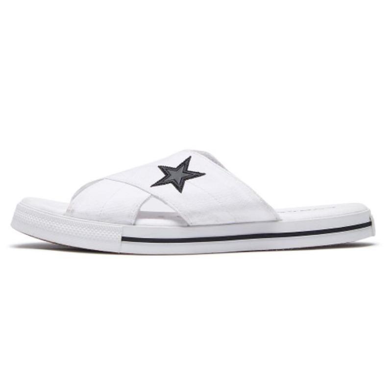 Converse One Star Series Slide Women Slide Sandals Comfort Casual Rubber Outsole White Black 565530C 39 white