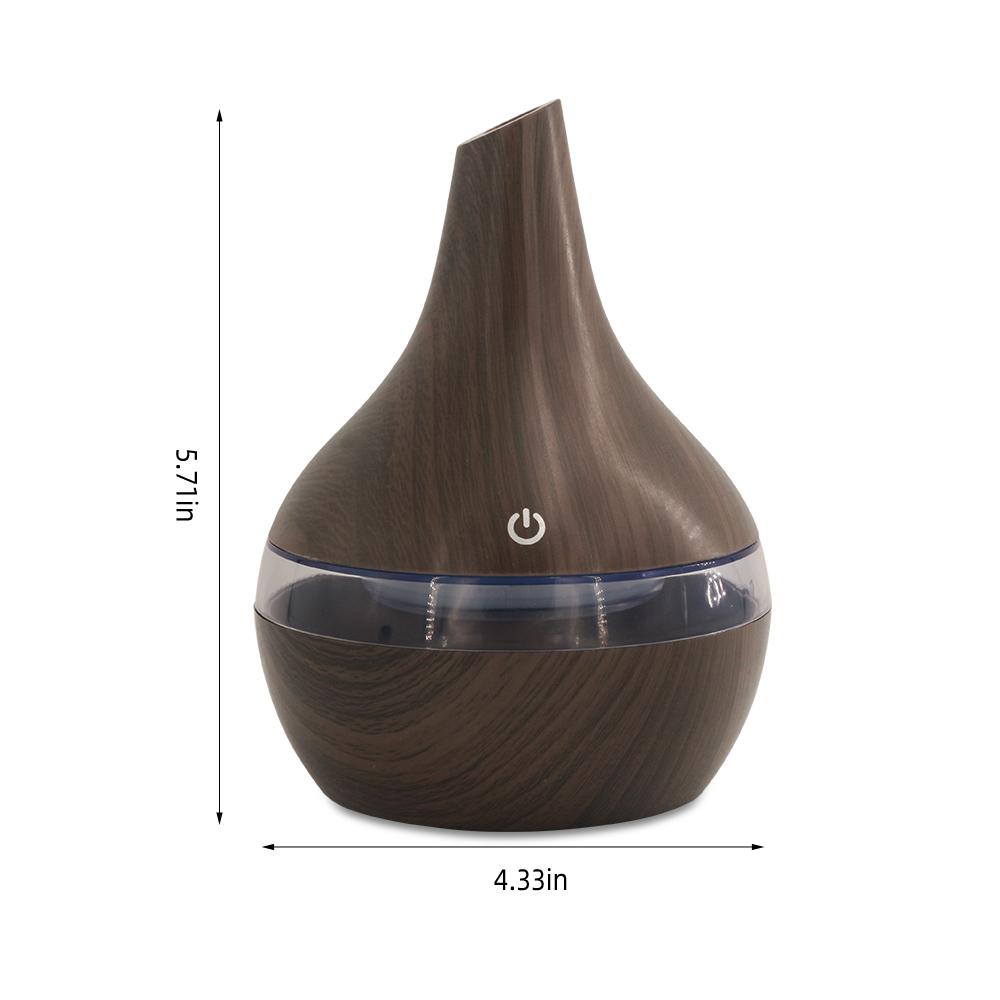 Wood Grain Humidifier 300ml Aromatherapy Diffuser for Relaxation, Whisper Quiet USB Mist for Home & Office, Includes 2 Soothing