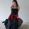 Elssibeui Draped Slip Balloon Dress_Black