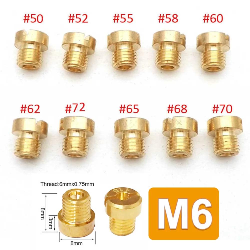Pack of 10pcs Carburetor Main Jet M6 M5 6mm 5mm Thread for DellOrto BGM Motoforce Carburetor Injector Nozzle Size 50-200 50-72 (M6)