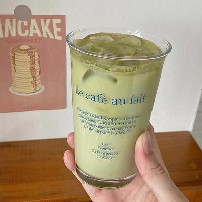 Tazza da caffè con alfabeto semplice Tazza da acqua Coreano INS Casa Tazze da caffè per la colazione Vetro trasparente Tazza per estrazione a freddo Bicchiere da ufficio