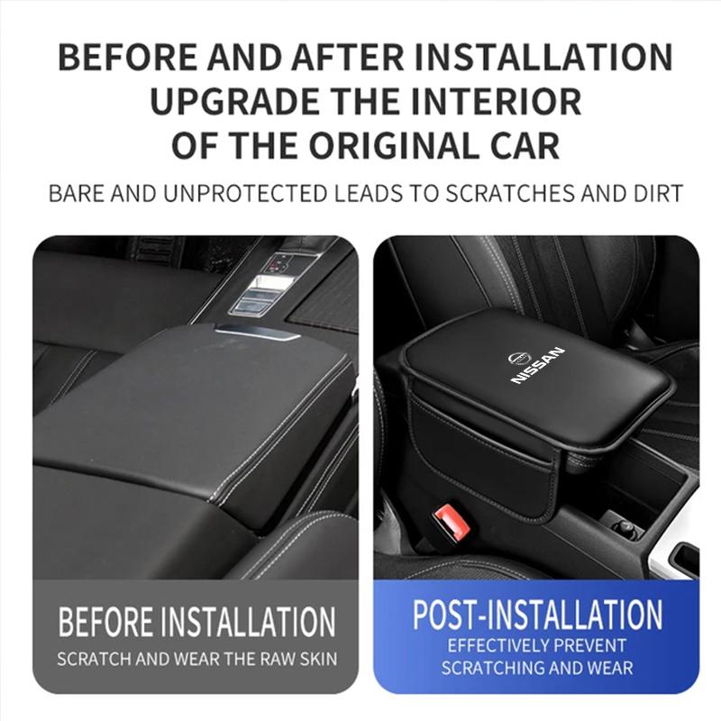 Car Armrest Box Pad Leather Auto Armrest Mat Car Accessories For Nissan Sylphy N7 Teana Qashqai Note eJ10 J11 Navara Juke GTR Y62