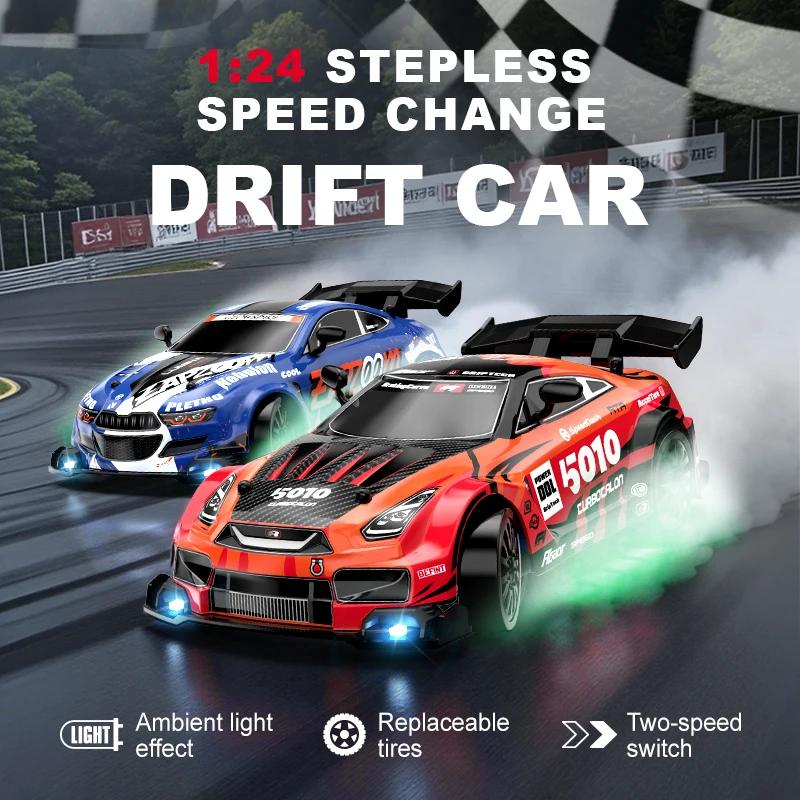 1/24 Remote Control Four-Wheel Drive Drift Sports Car With Led Lights Racing High Speed Vehicle Kids Toys Multiplayer Game Gifts