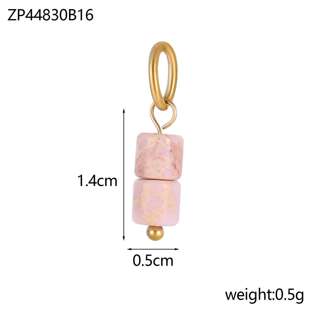 Trend Colorful Handmade Natural Stone DIY Necklace Charm Pendant 18K Gold Plated Stainless Steel Accessories Fashion Jewelry