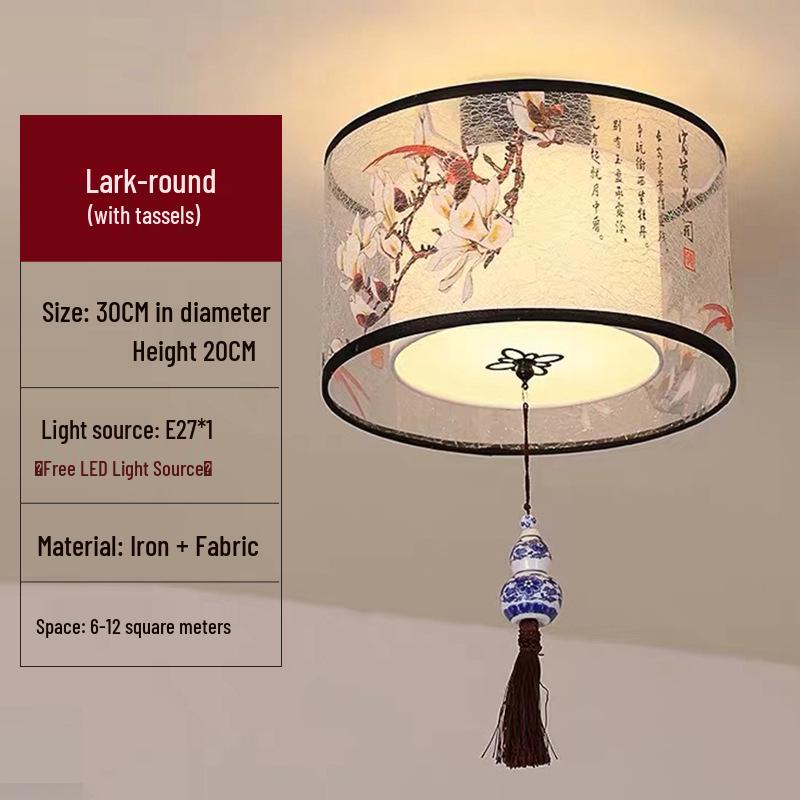 LED Ceiling Light for Balcony, Hallway, or Bedroom - New Chinese Style Small Pendant Light