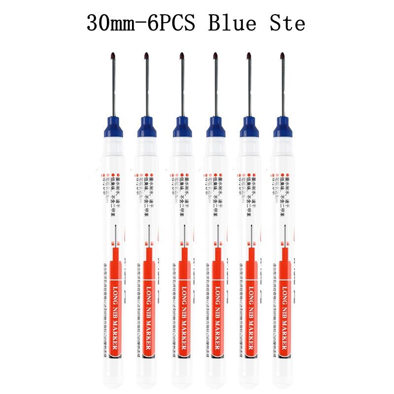 6/8Pcs/Set 30mm Long Head Markers Pen Bathroom Woodworking Decoration Deep Hole Marker Blue/Red/Black/White Oily Marker Pens