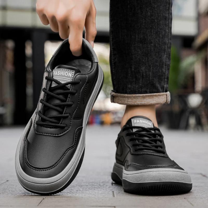 Fashion 2025New Men Casual Leather Outdoor Shoes High Quality Fashion Trend Antiskid Flats Designer Sports Lace-Up Walking Shoes for Men