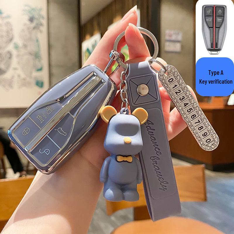 Hongqi HS5/HS7/H5/H9/E-HS9 Key Case with Buckle & Cute Pendant