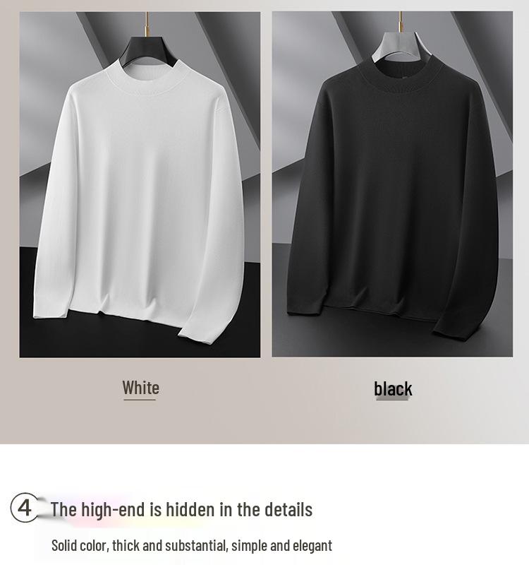2025 Autumn Men's Plus Size Thick Knit Pure Color Long Sleeve Hoodie