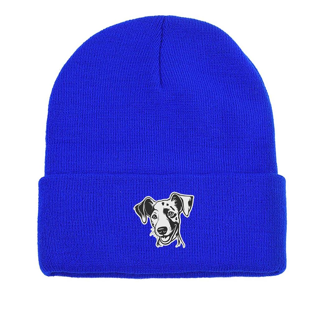 Dog Picture Print Knit Cap Beanie, Animal Woman Cap Windproof Fit Hip Hop Bobble Hat Knitted Hat Beanie