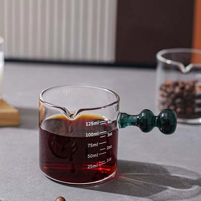 Mały szklany kubek do mleka, wielofunkcyjny kubek do pomiaru ekstraktu espresso z podziałką, domowy dzbanek do mleka, kubek o pojemności uncji miodu, uchwyt antypoślizgowy