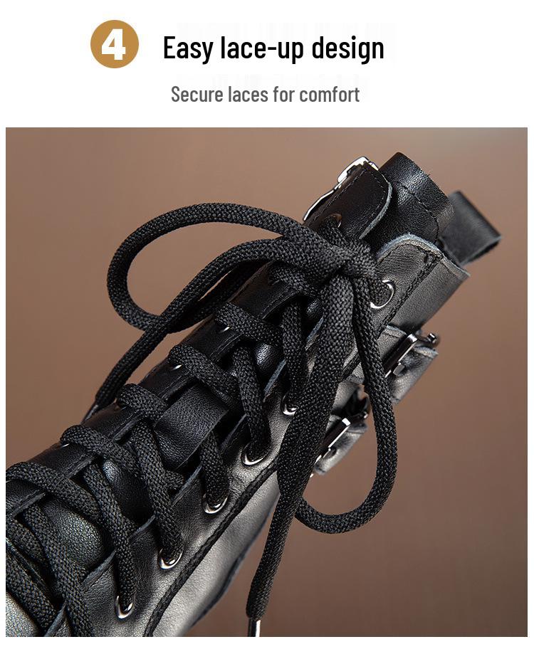 Women's Thick Sole Soft Cowhide Martin Boots with Inside Heel - 2025 Autumn/Winter Fashion Versatile Short Boots