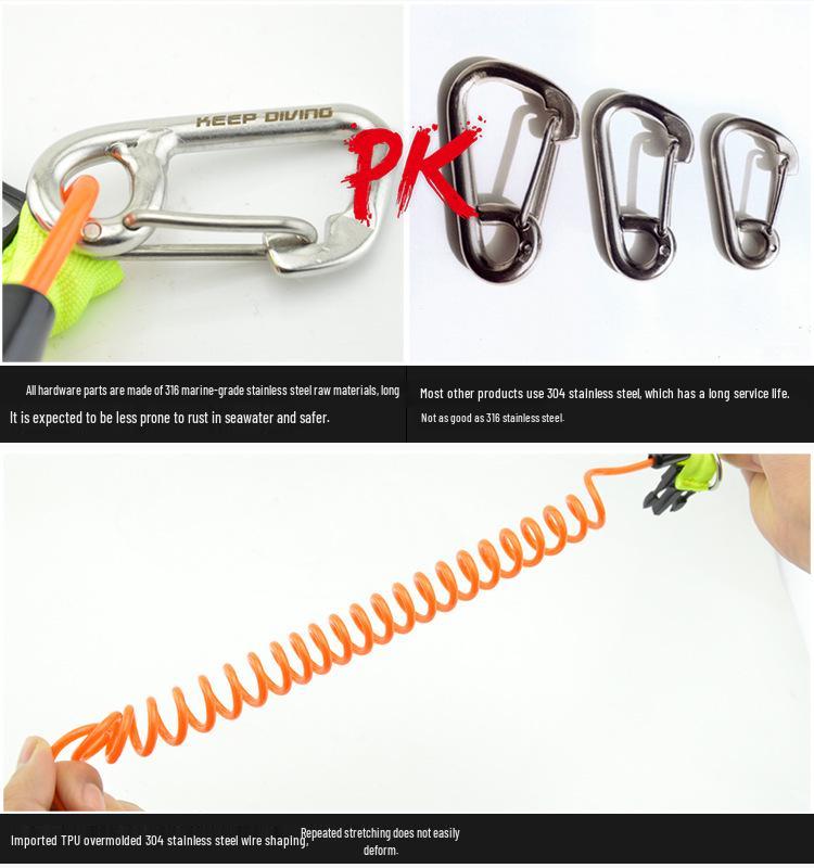 Stainless Steel Retractable Diving Camera Lanyard with Anti-Loss Spring Hook SSA-FDS21