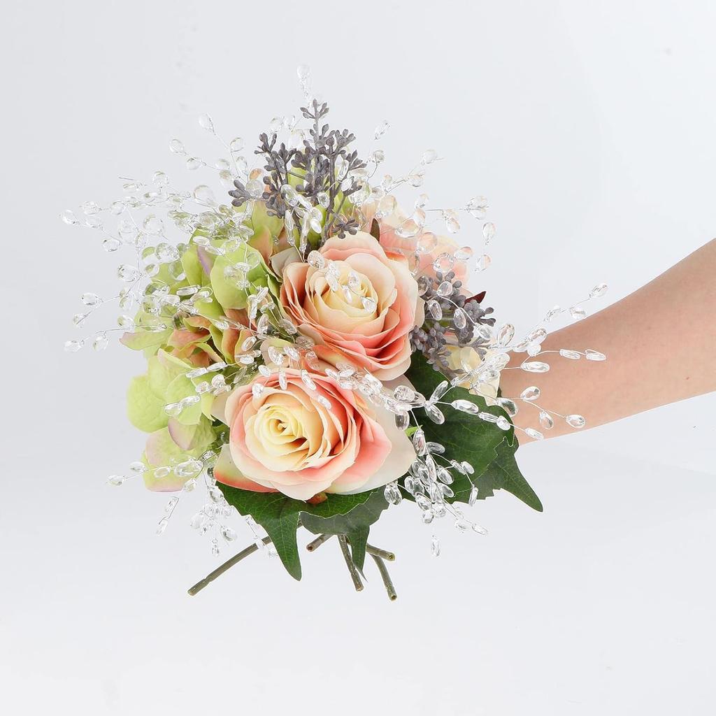 10/50pcs Artificial Plants Crystal Acrylic Water Droplet Wedding Bridal Bouquet Wreath Hairpin Diy Gift Festival Decor Accessory