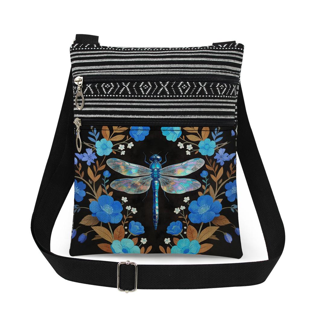 1 Stück Libellen-Print Tragetaschen Damen Schulterhandtaschen Postboten-Tasche 6919 KTB