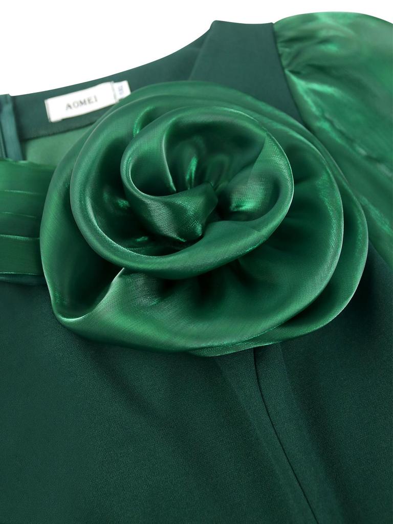 Set de Pantaloni Verzi Mărimi Mari cu Mâneci din Plasă Strălucitoare și Detaliu Floral 3D Perfect pentru Biserică Adunări Formale și Evenimente Speciale