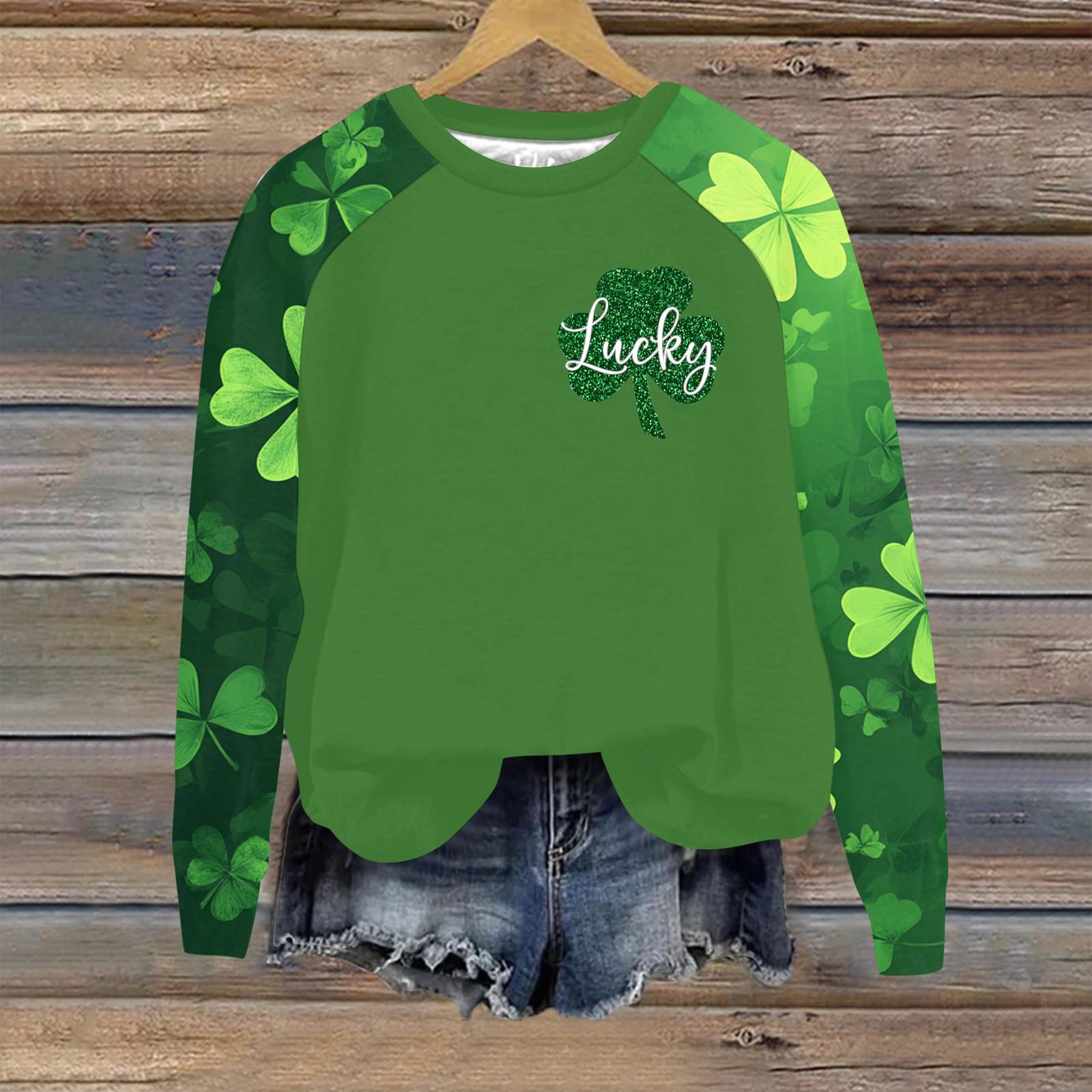 

Женский модный рукав реглан St. Повседневная толстовка с круглым вырезом и принтом ко Дню Святого Патрика L армия зеленый