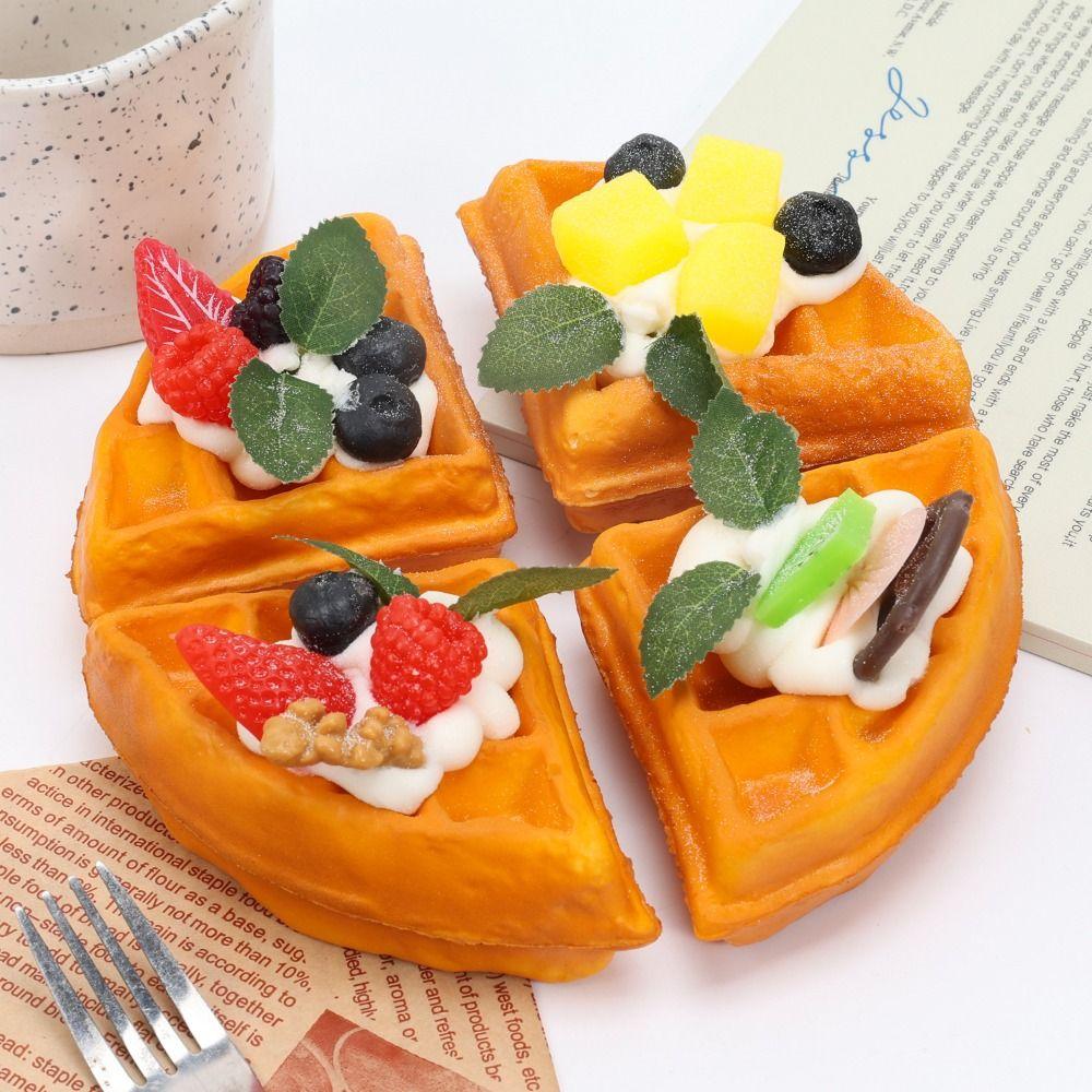 Slow Rebound Waffle Bread Squeeze Toy Food Shape Sensory Fidget Toy Kids Adults