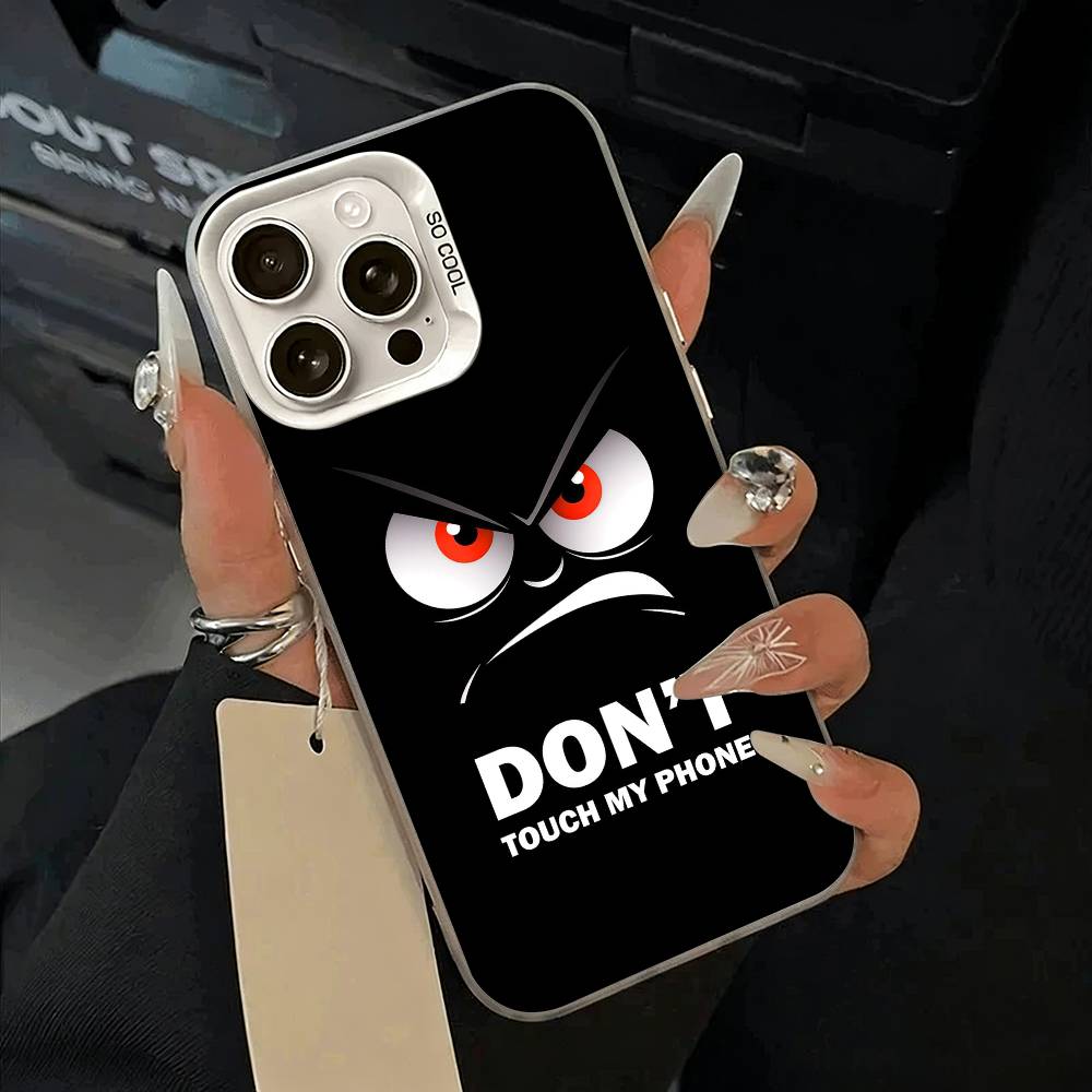 

E-Emojis Dont Touch M-My Phone Phone Case For iPhone 11 12 13 14 15 16Pro Max Plus white Sliver Phone Cover iPhone16Plus