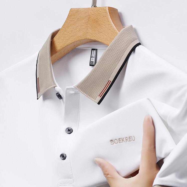 Einfarbiges Revers Kurzarm-T-Shirt für junge und mittelalte Männer Locker Lässig Poloshirt Oberteil