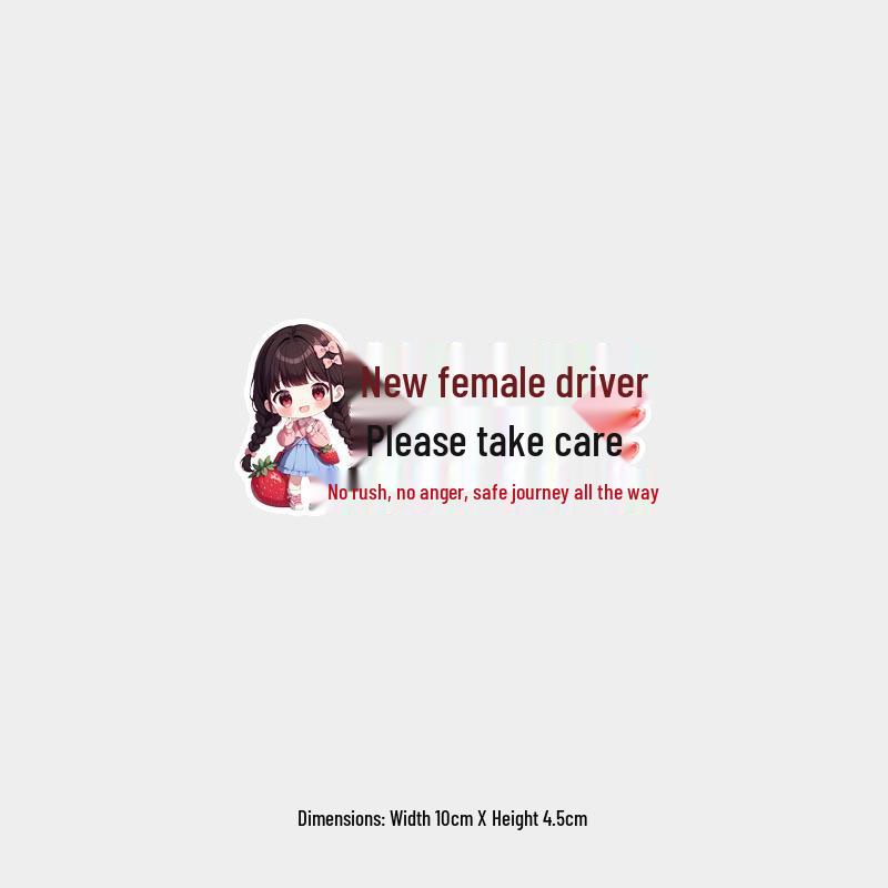 New Female Driver Care Reminder - Cute Windshield Car Sticker
