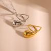 CARLIDANA Jewelry Water Drop Stainless Steel Open Ring Plated 14K Gold Color for Women's Personalized Exaggerated Ring Wholesale