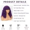 XINRAN Dark Purple Women Fashion Shoulder Length Wavy Bob Wig with Bangs Synthetic Fiber Daily Wear Cosplay Short Wavy Wig