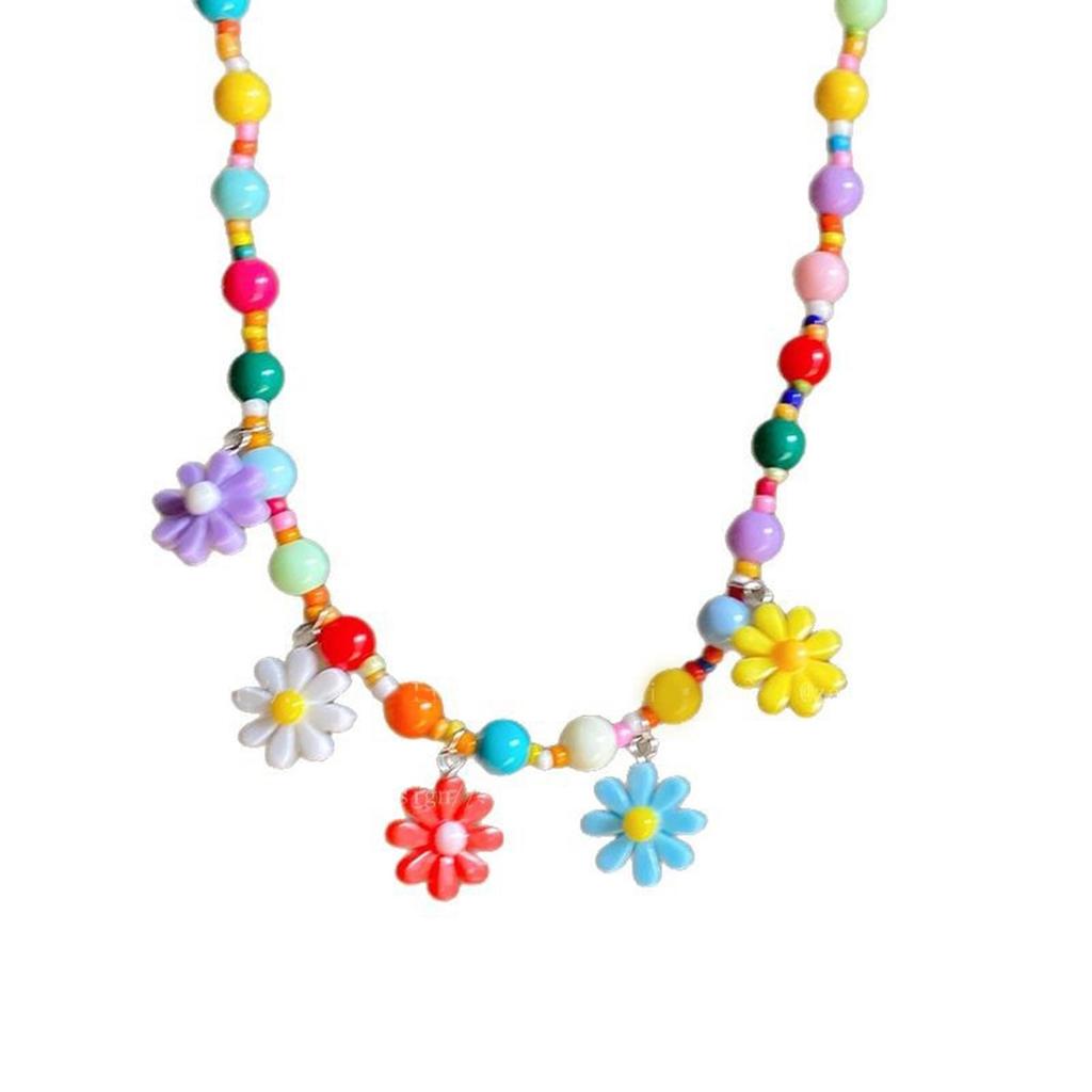 Stylish Beads Necklace Elegant Neck Chain Colorful Daisy Necklace Fashion Accessories Suitable for Fashionable Ladies