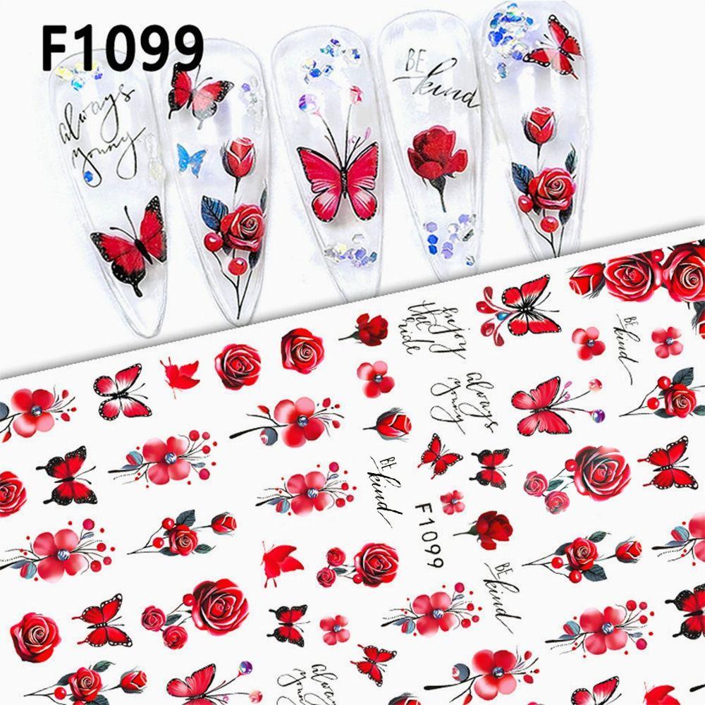 Purple Petals Nail Stickers Blossom Pink Nail Tips Decoration New Creative Decals Nail Art