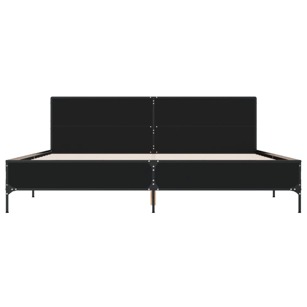 Bed Frame Black 180 x 200 cm Particleboard and Metal