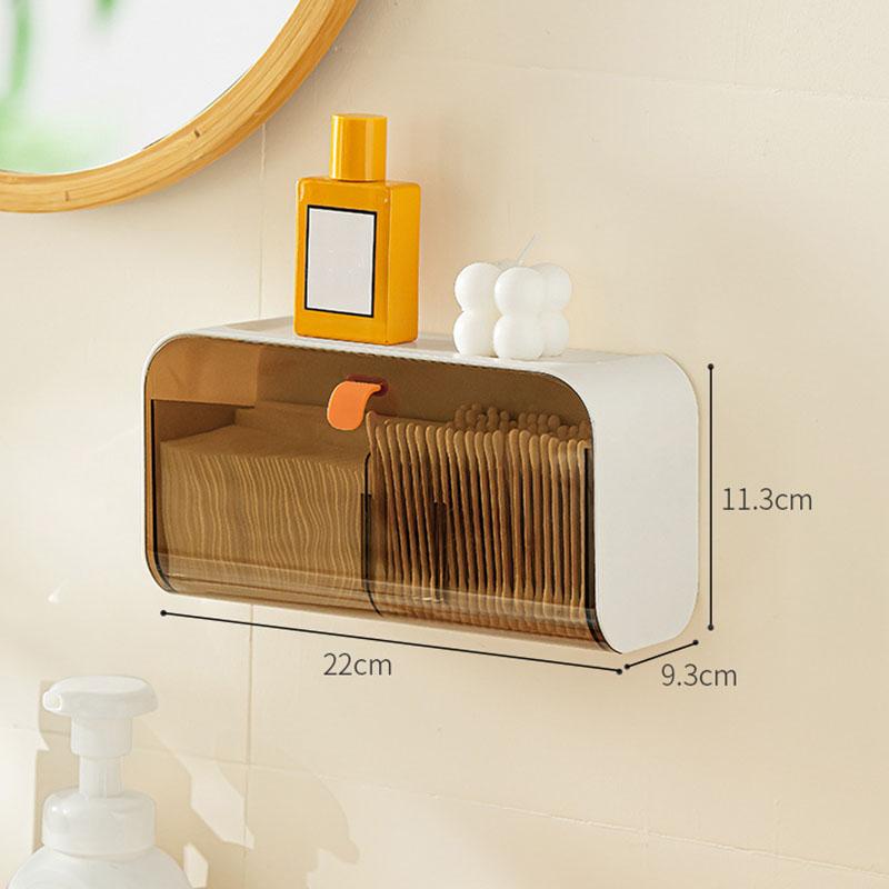 Wall-mounted Compartment Cosmetic Storage Box, Cosmetics Makeup Remover Cotton Swab Pad Storage Box, Bathroom Finishing Box