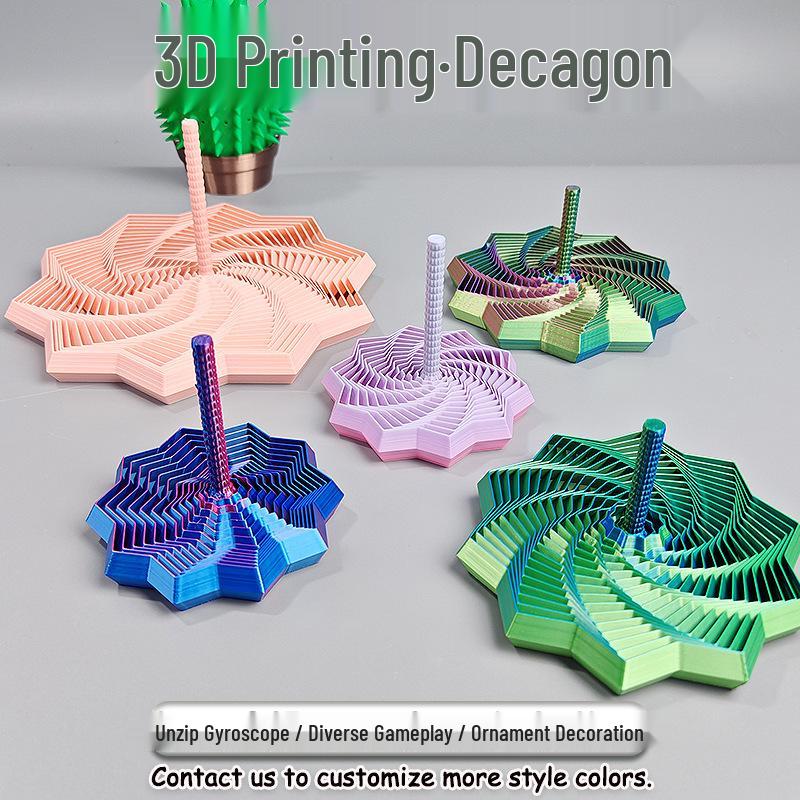 3D Printed Radish Tower Spiral Toy: Foldable Star Shape with Handle
