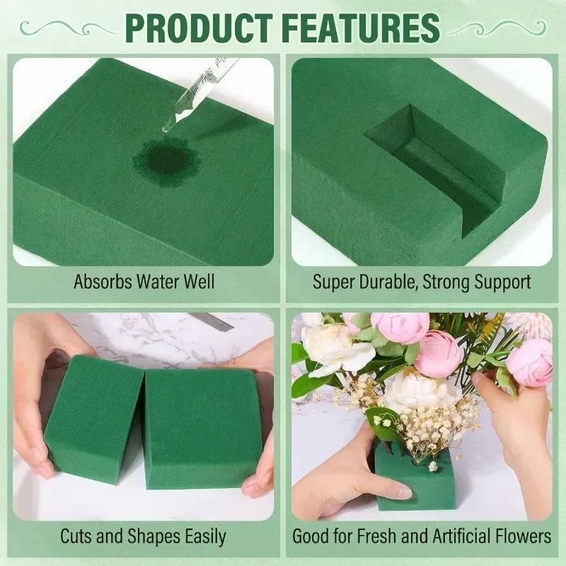 10/1x Green Floral Foam Block For Flower Arrangements Dry Wet Absorbent Sponge Flower Muds DIY Wedding Party Decoration Supplies
