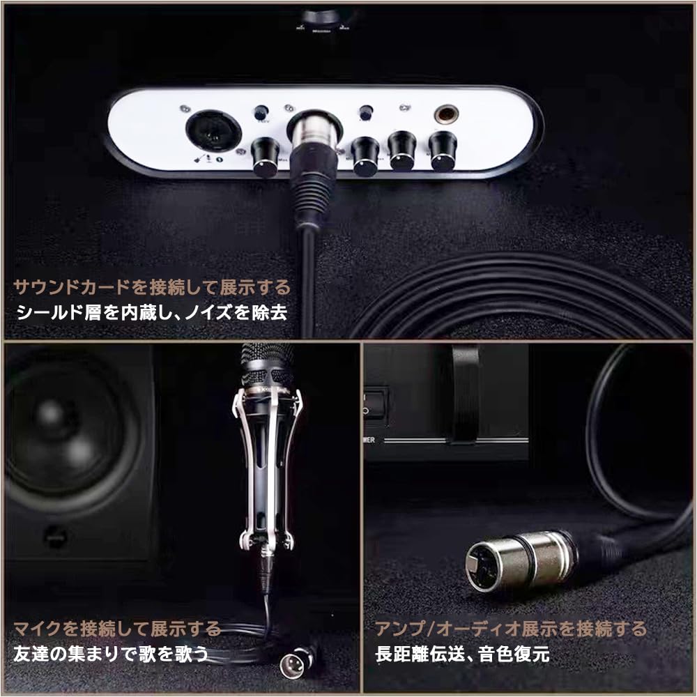 YFFSFDC 3m XLR Audio High Microphone Clear Sound Black Cable, Male-Female, Amplifier, Durability, Cable, Recording/Streaming Compatible, Quality,