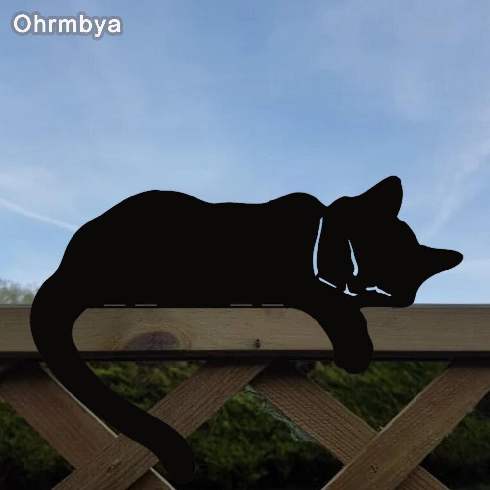 Metal Cat Silhouette Outdoor Garden Decor Fence Ornament