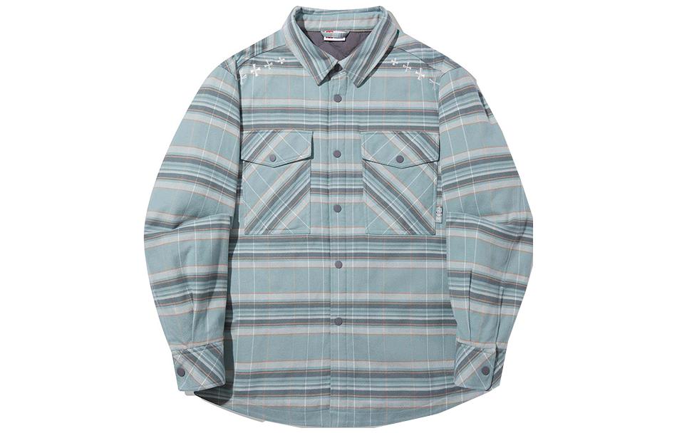 Li Ning Puffer Jackets Unisex Stone Blue Gray Plaid Lapel Moderate Puffer Jacket AJMT063-2 M