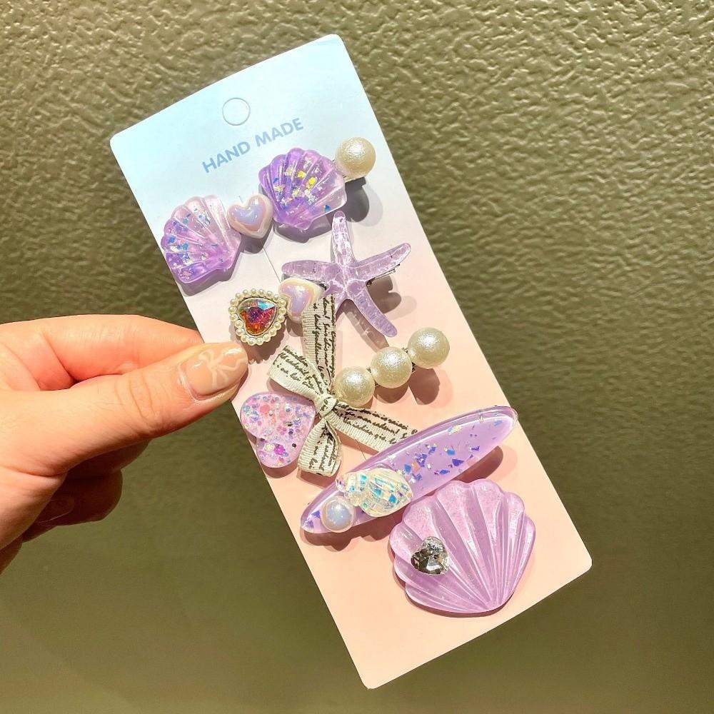 5pcs Ocean Series Shell Starfish Hair Clips Pink Barrette New Mermaid Hairpins Hair Accessories