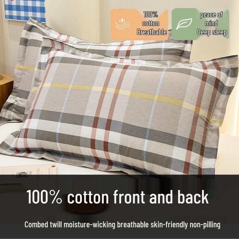 Set of Two 100% Cotton Large Pillowcases, Thick 48x74cm for Home Use
