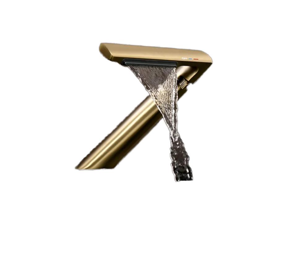 Fountain Basin Faucet, Gold Hot and Cold Water Basin Mixer Faucet, Single Lever Brass Bathroom Sink Faucet, Mixer Faucet (Gold,Brass)