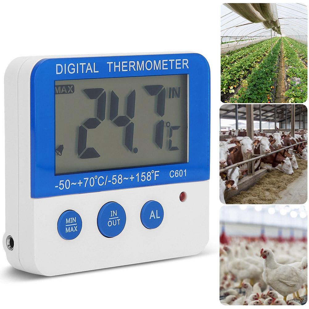 ABS Indoor Outdoor Large LCD Display Mini Alarm Thermometer Livestock Farm Electronic Temperature