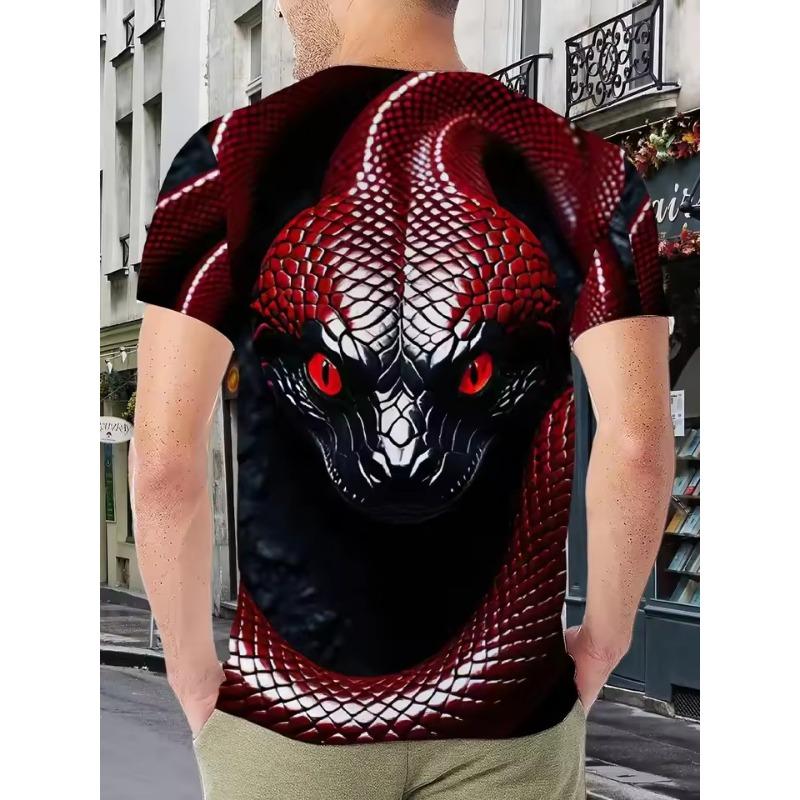3D Tisk Had Grafická Pánská Letní Trička s Krátkým Rukávem Kulatý Výstřih Ležérní Trička Pánské Hip Hopové Tričko Streetwear