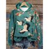 Japan Elegant Crane Moonlight Art Print Long Sleeve Hoodie Loose Women's Hoodie