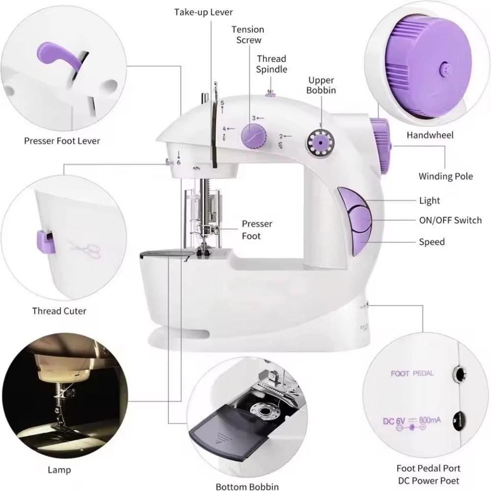 LED Light Electric Sewing Machine Dual Speed Portable Sewing Machine  Clothing Mending