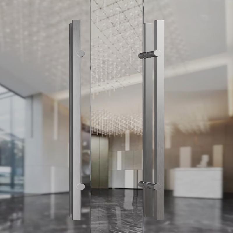 Modern Brushed Silver Square Base Door Handle