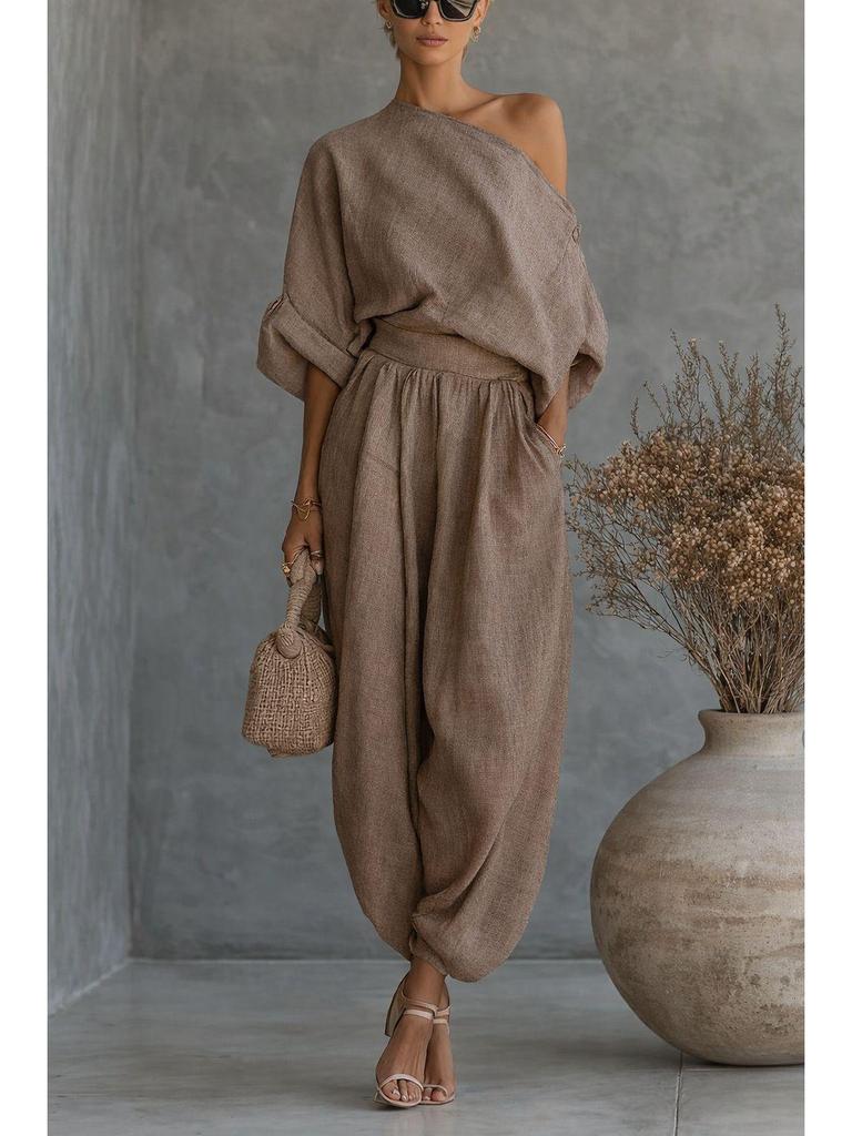 2026 Spring Wide-Leg Casual Lantern Pants - Cotton Linen Blend