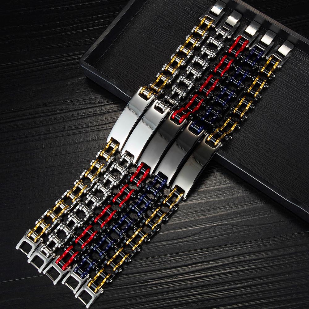 Motorrad Kettenarmband für Mann Schwarz Rot Edelstahl Fahrrad Schmuck 9,05 Zoll Rock and Roll Herrenarmbänder Großhandel