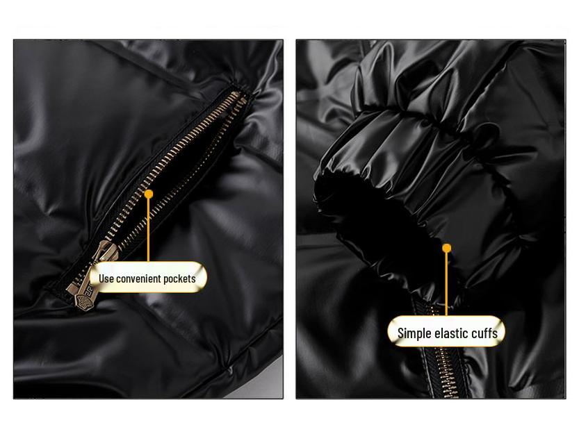 Herren Trendy Glänzende Daunenjacke - Große Größen Winter Outdoor Mode mit Revers