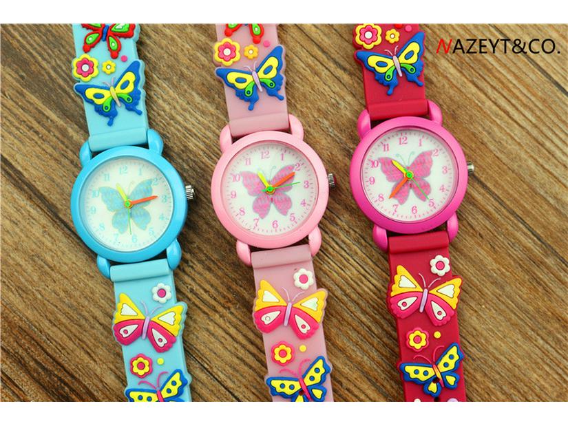 3D Kids' Quartz Butterfly Watch - Silicone Band for Elementary Students