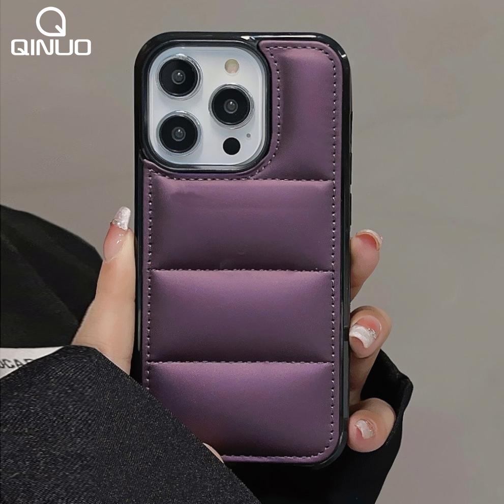 Winter Warm Down Jacket The Puffer Case For iPhone 17Air 17 16 15 14 13 12 11 Pro Max Plus Soft Fabric Shockproof Bumper Cover